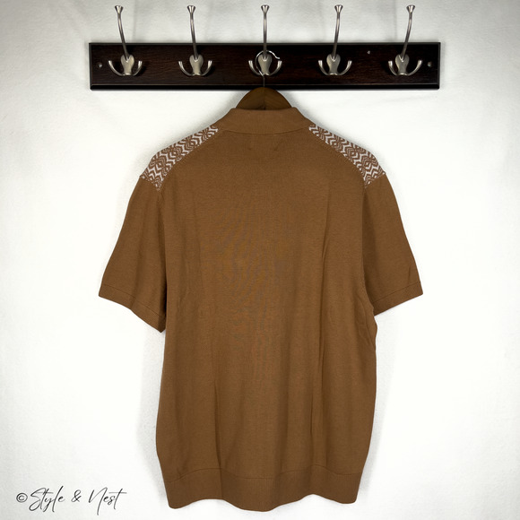 Ben Sherman Knitted Cozy Relaxed Polo Toasted Coconut Men's Large NWT $109 - Picture 5 of 7